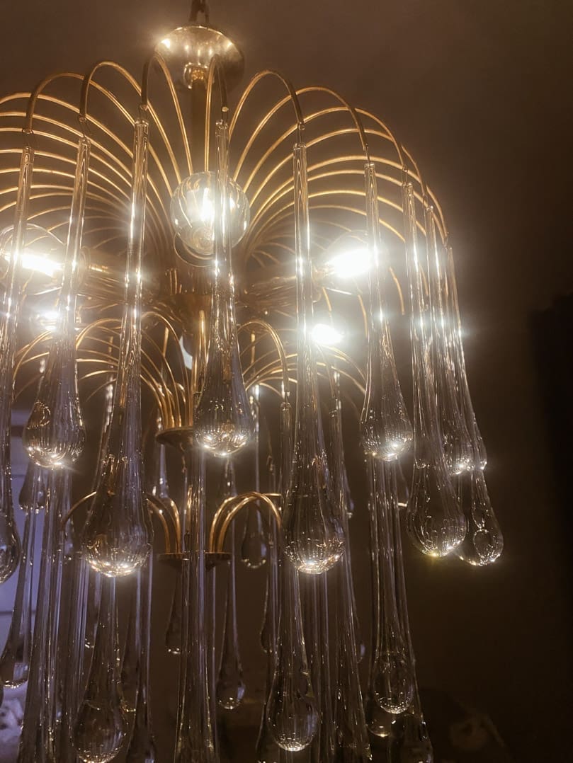 Vintage – Murano chandelier – Teardrop – 68 drops – Clear - Image 16