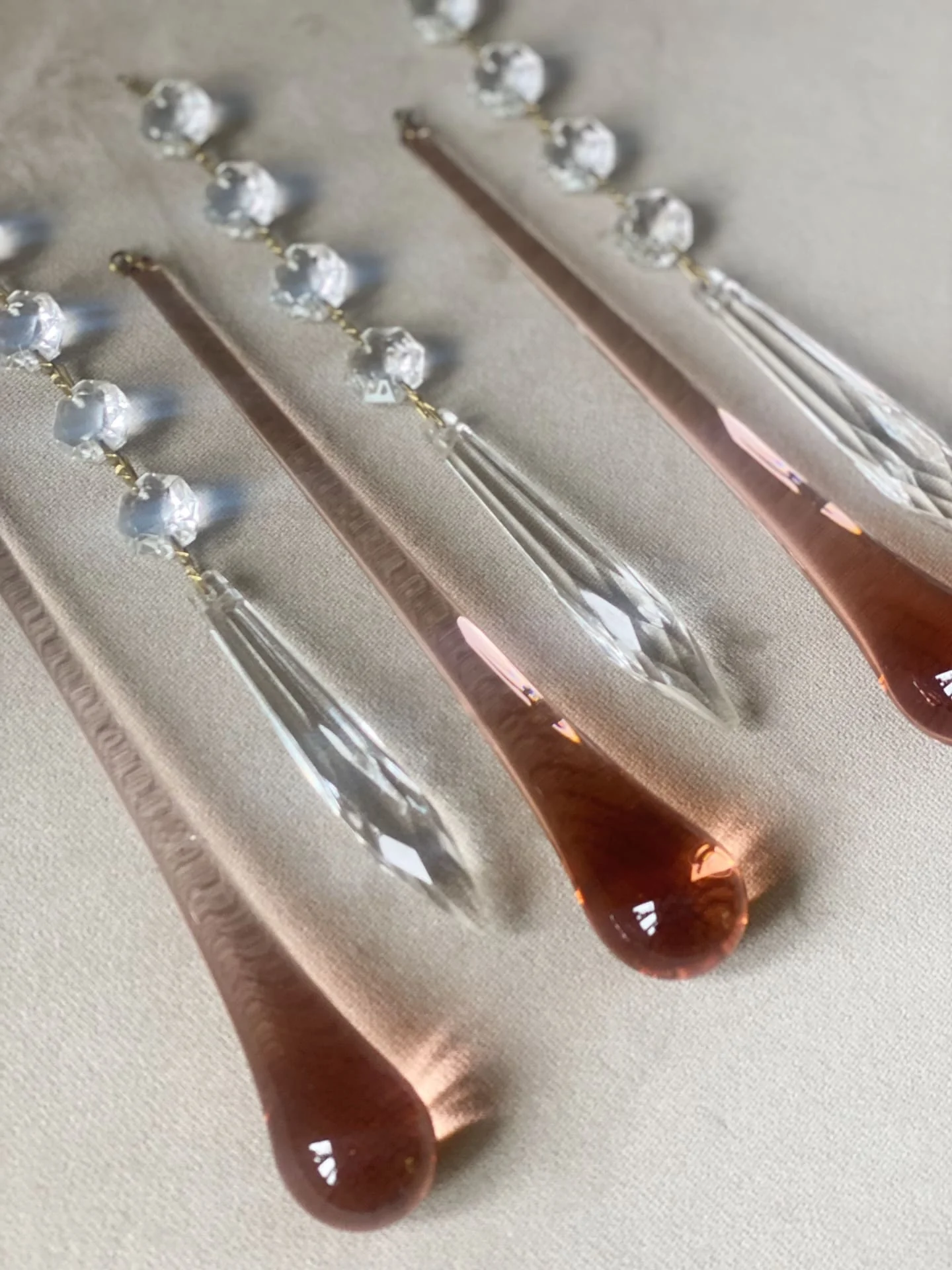 Vintage – Murano Teardrops Chandelier – 70s – Pink prisms - Image 11