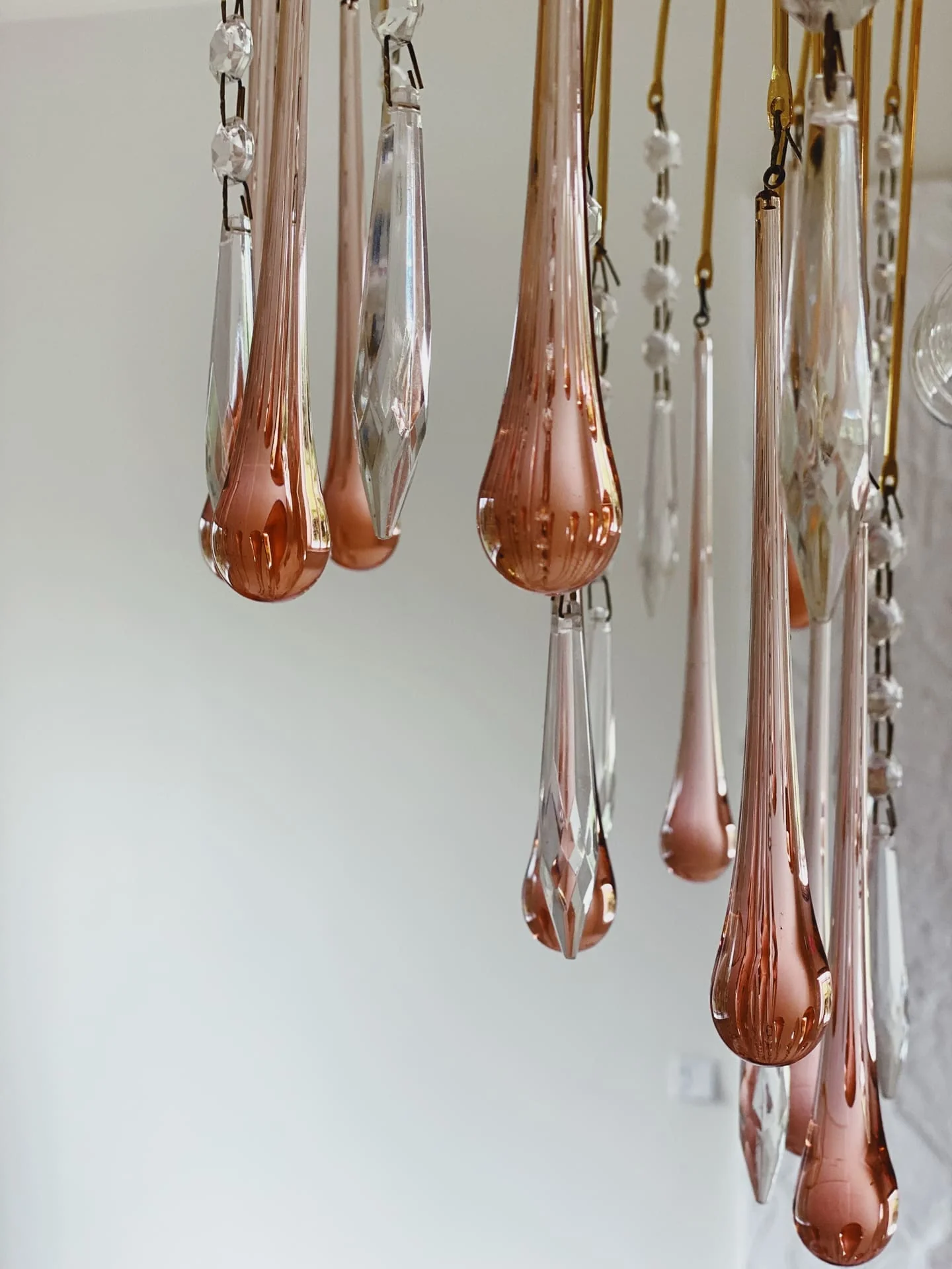 Vintage – Murano Teardrops Chandelier – 70s – Pink prisms - Image 13