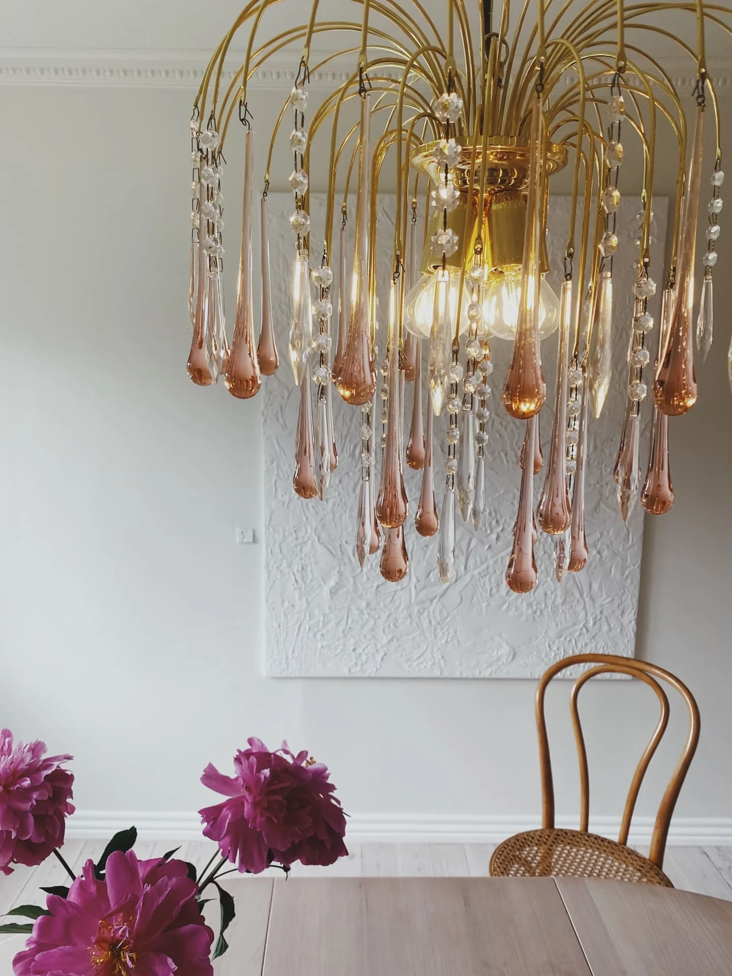 Vintage – Murano Teardrops Chandelier – 70s – Pink prisms - Image 15