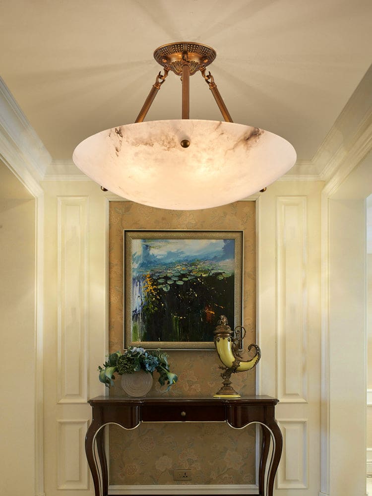 Vintage Round Alabaster Ceiling Lamp - Image 16