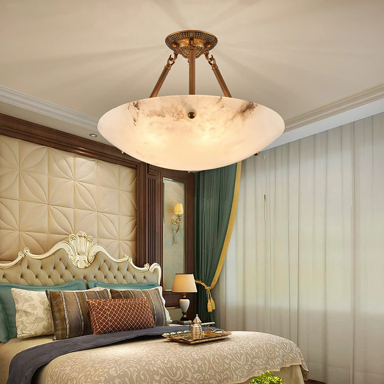 Vintage Round Alabaster Ceiling Lamp - Image 18