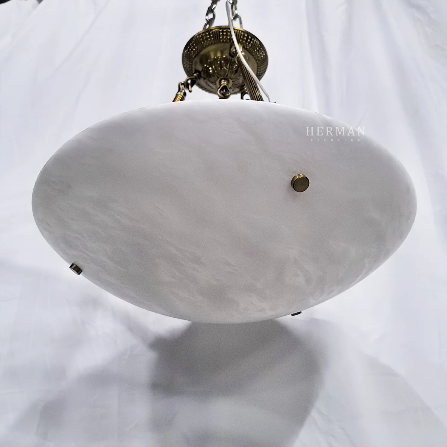 Vintage Round Alabaster Ceiling Lamp - Image 21