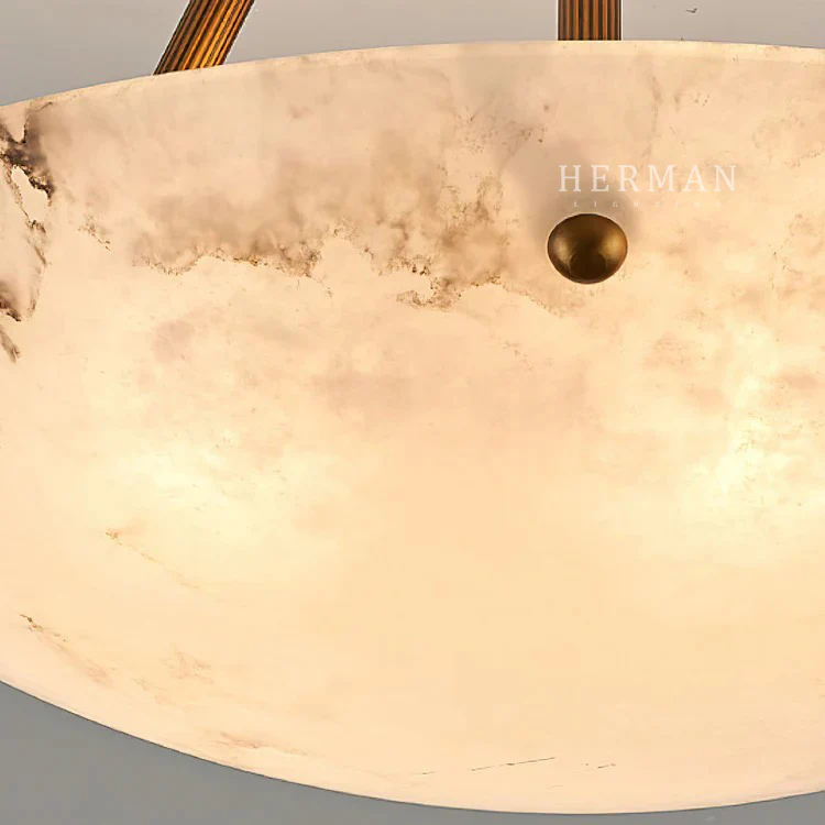Vintage Round Alabaster Ceiling Lamp - Image 24