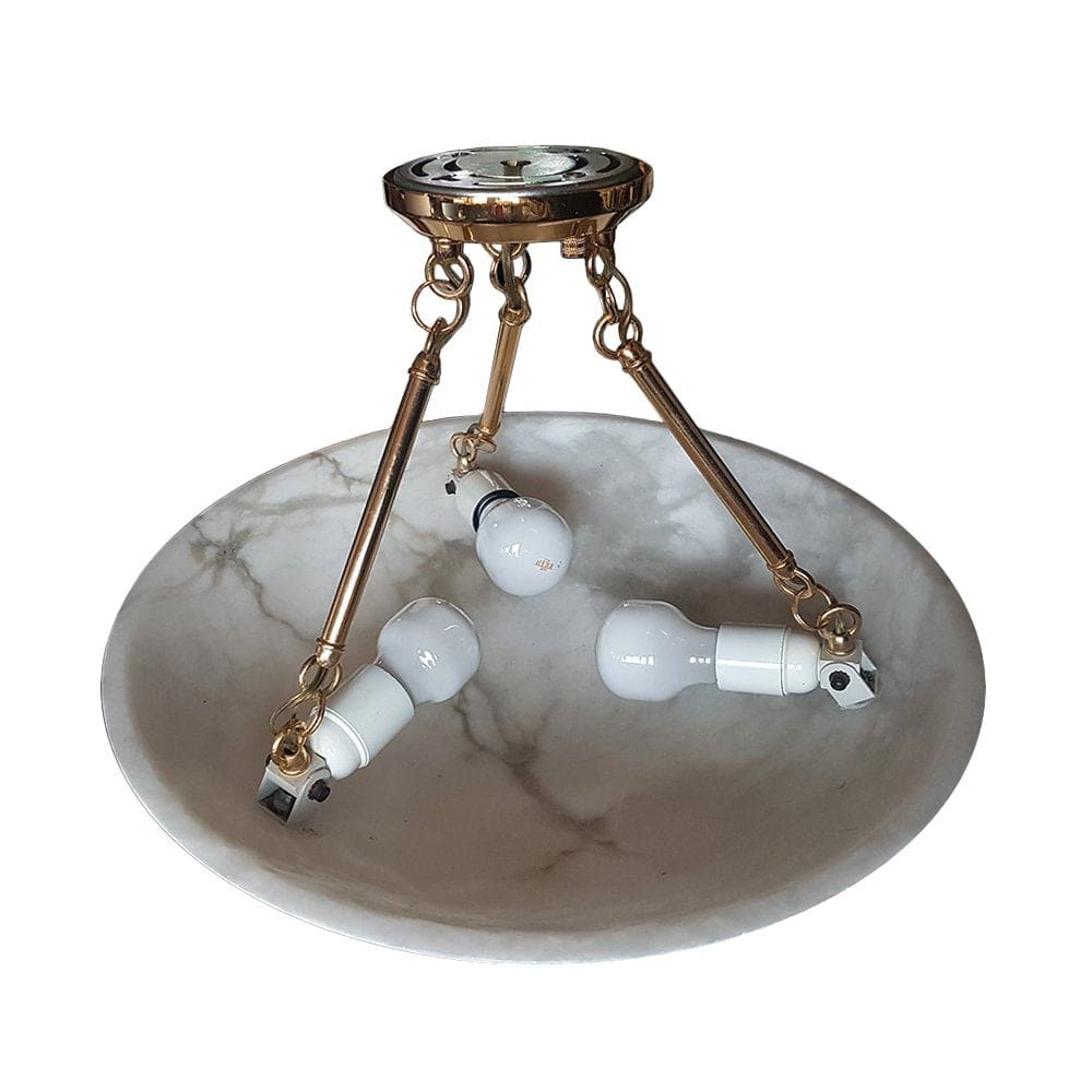 Vintage Round Alabaster Ceiling Lamp - Image 6