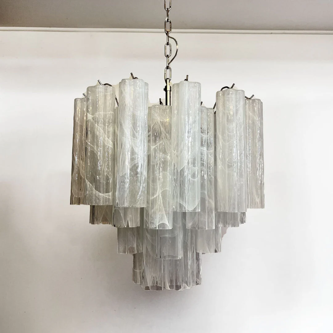 White Glass Tube Chandelier - Image 16