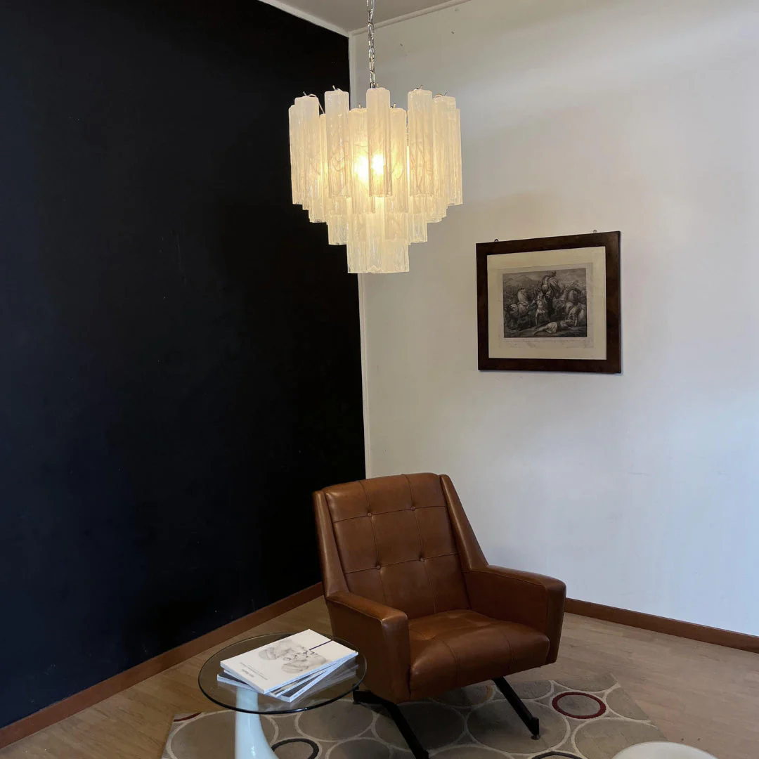 White Glass Tube Chandelier - Image 2
