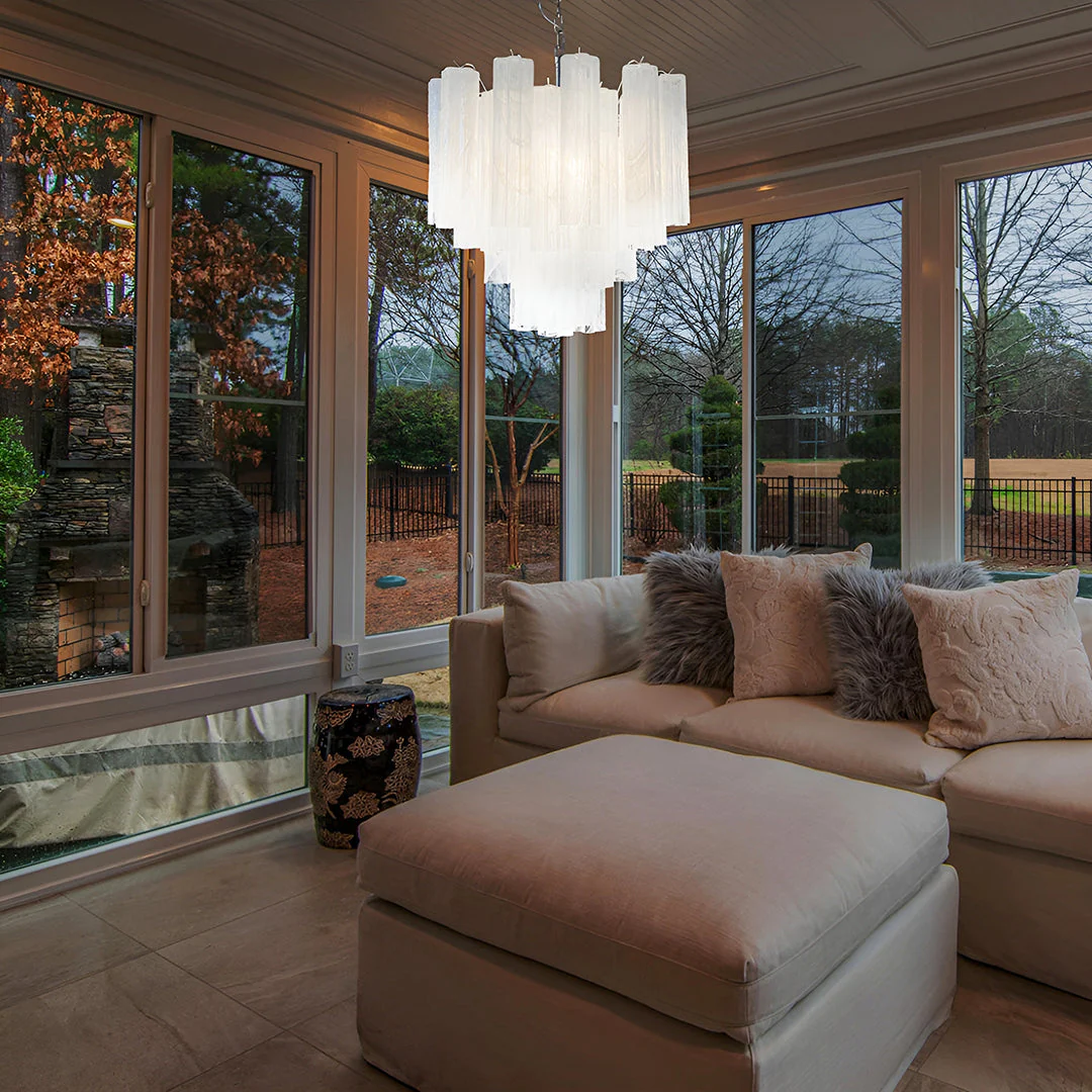 White Glass Tube Chandelier - Image 3