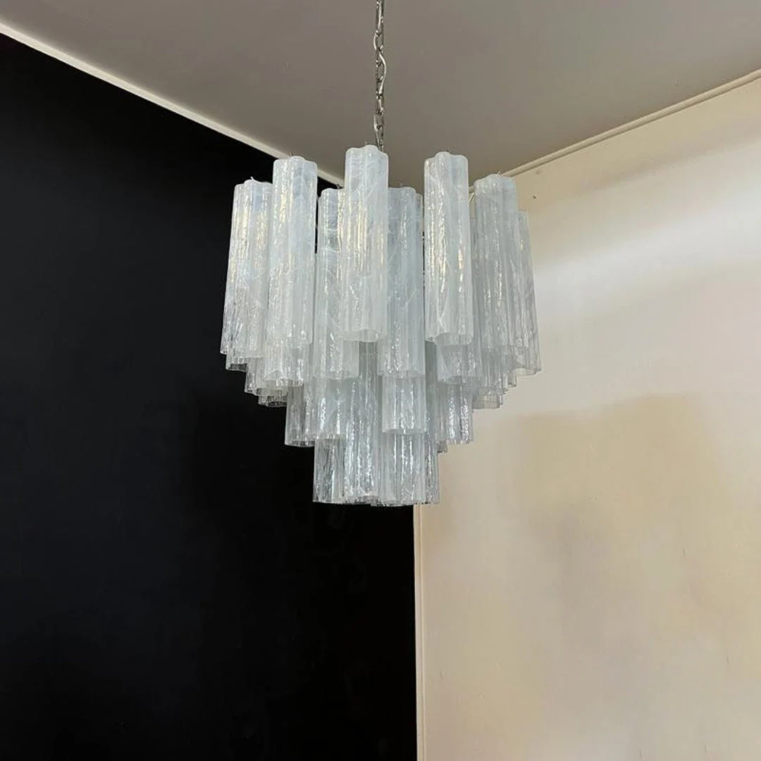 White Glass Tube Chandelier - Image 8