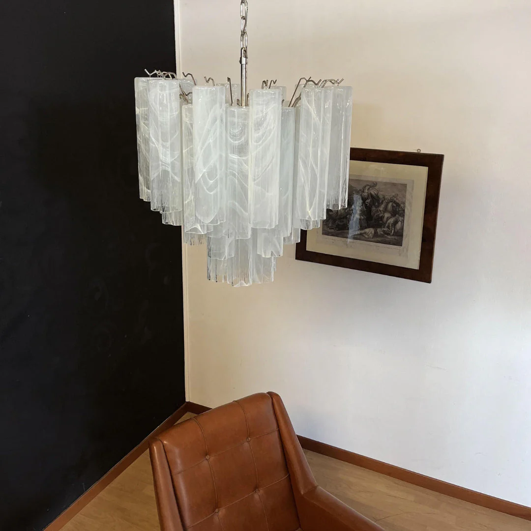 White Glass Tube Chandelier - Image 9