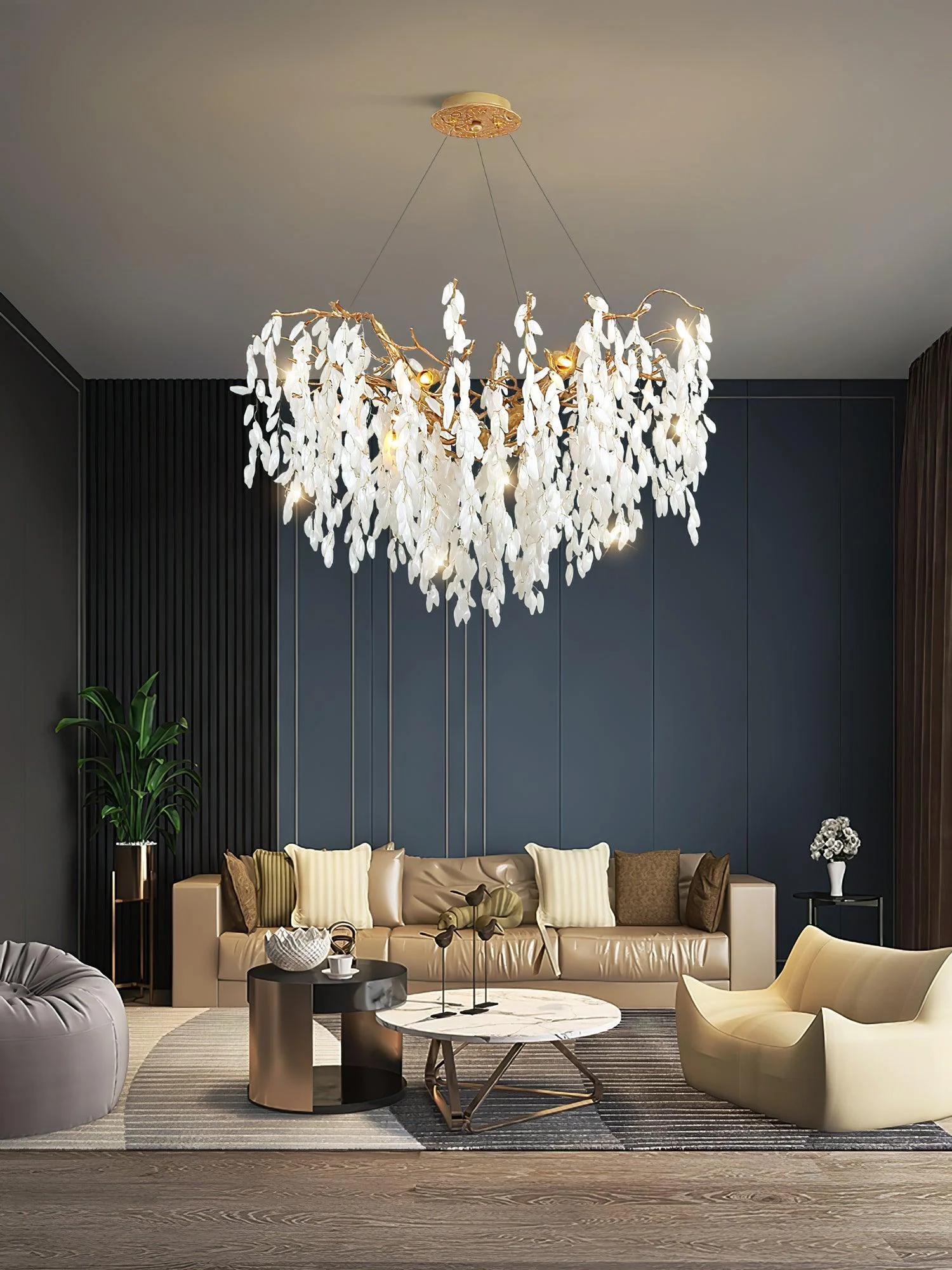 White Jade Branch Brass Chandelier - Image 13