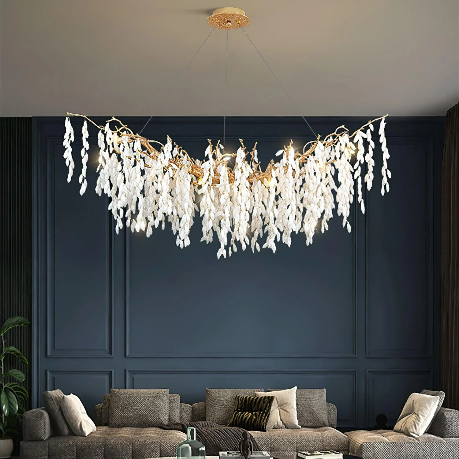 White Jade Branch Brass Chandelier - Image 14