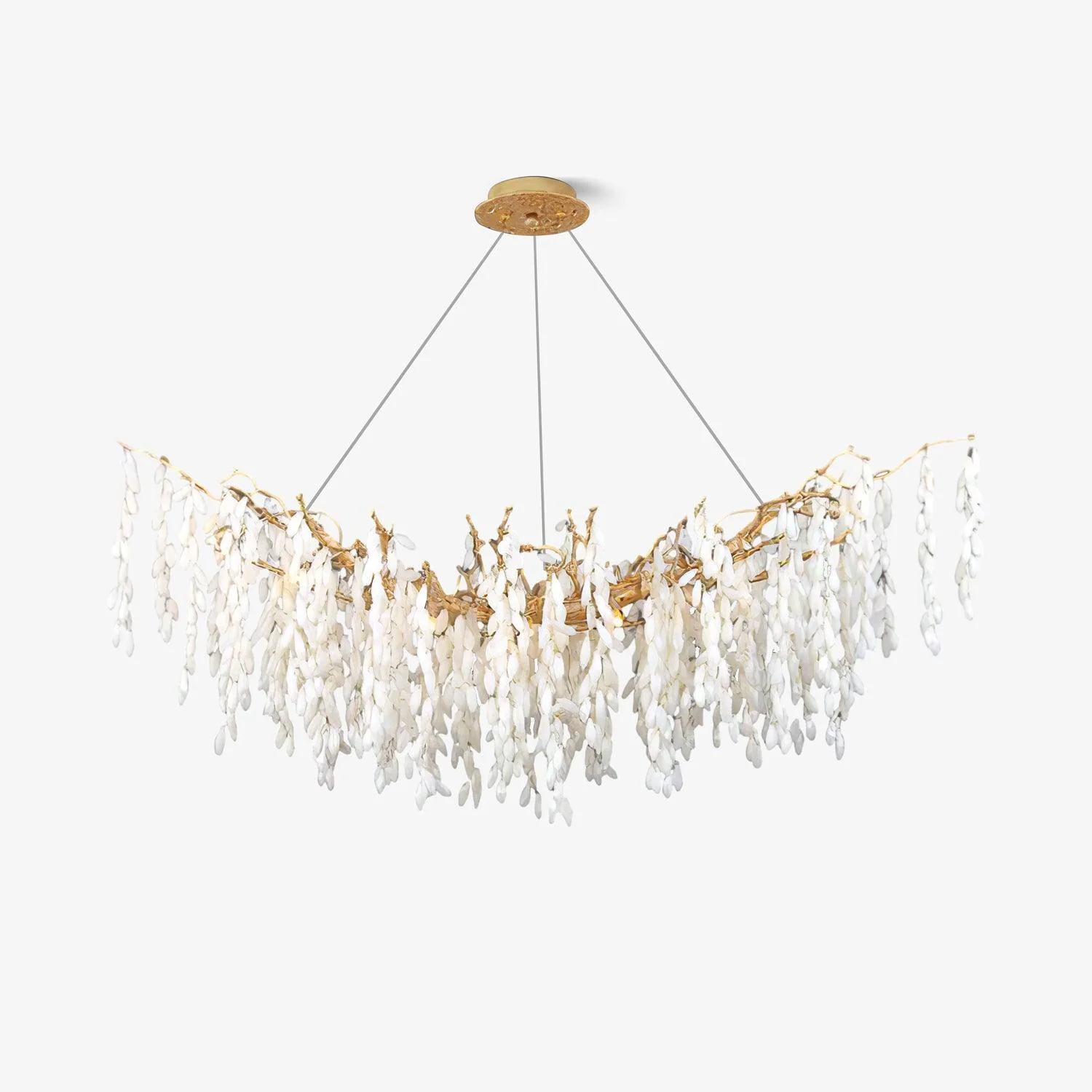 White Jade Branch Brass Chandelier - Image 2