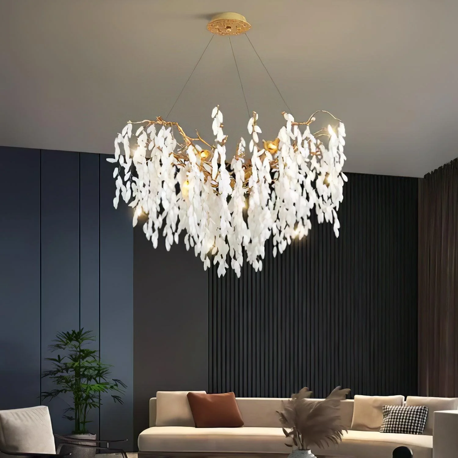 White Jade Branch Brass Chandelier - Image 22