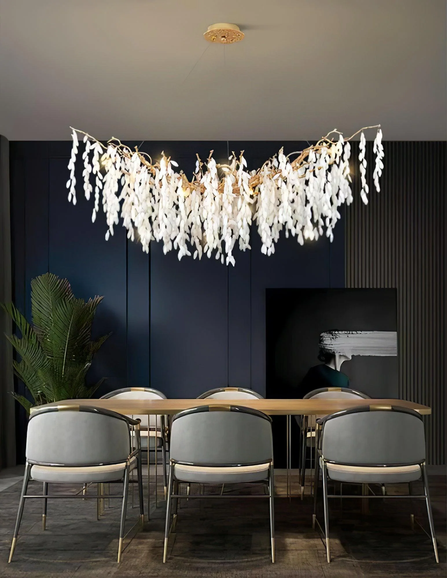 White Jade Branch Brass Chandelier - Image 30