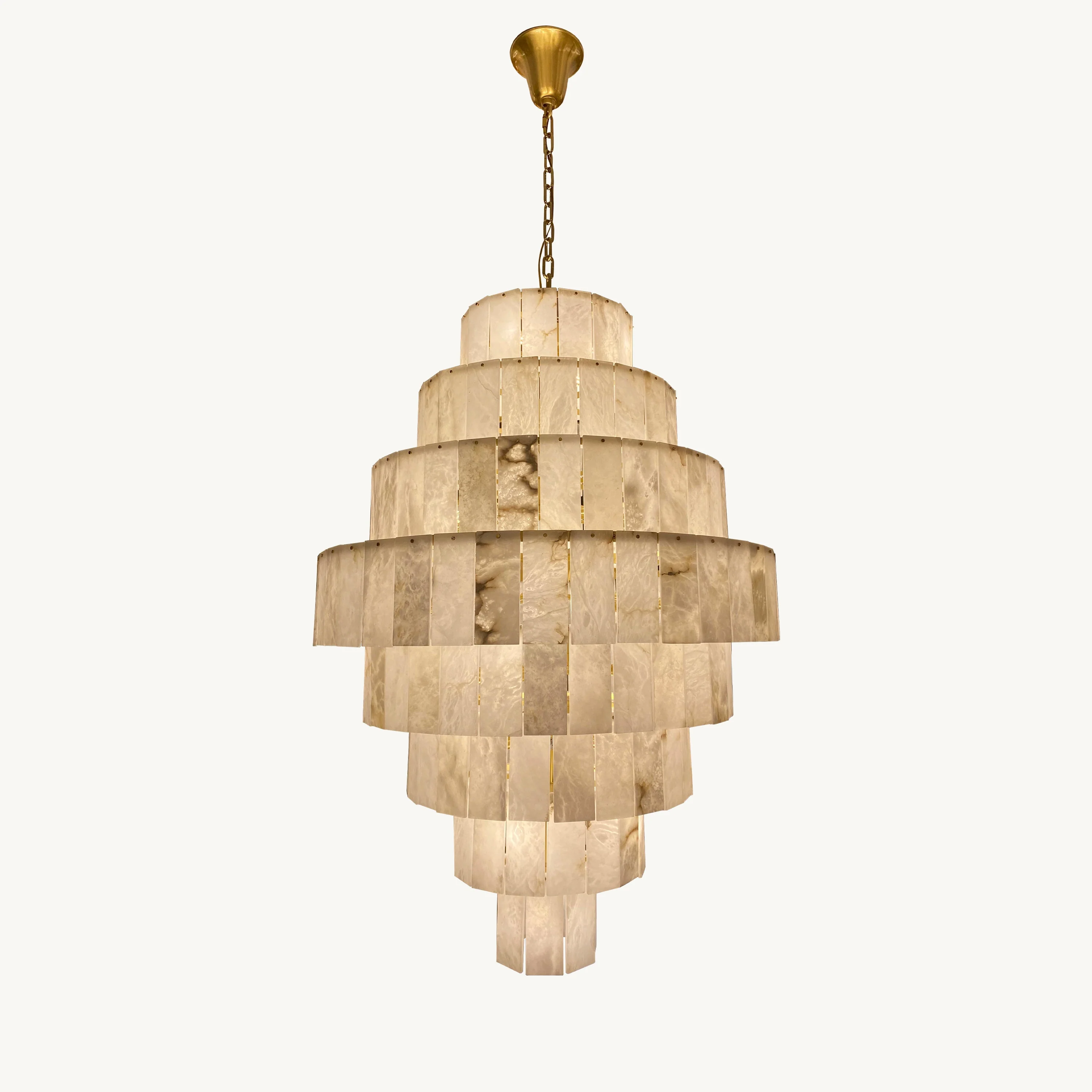 Giant Tiered Alabaster Foyer Chandelier - Image 13