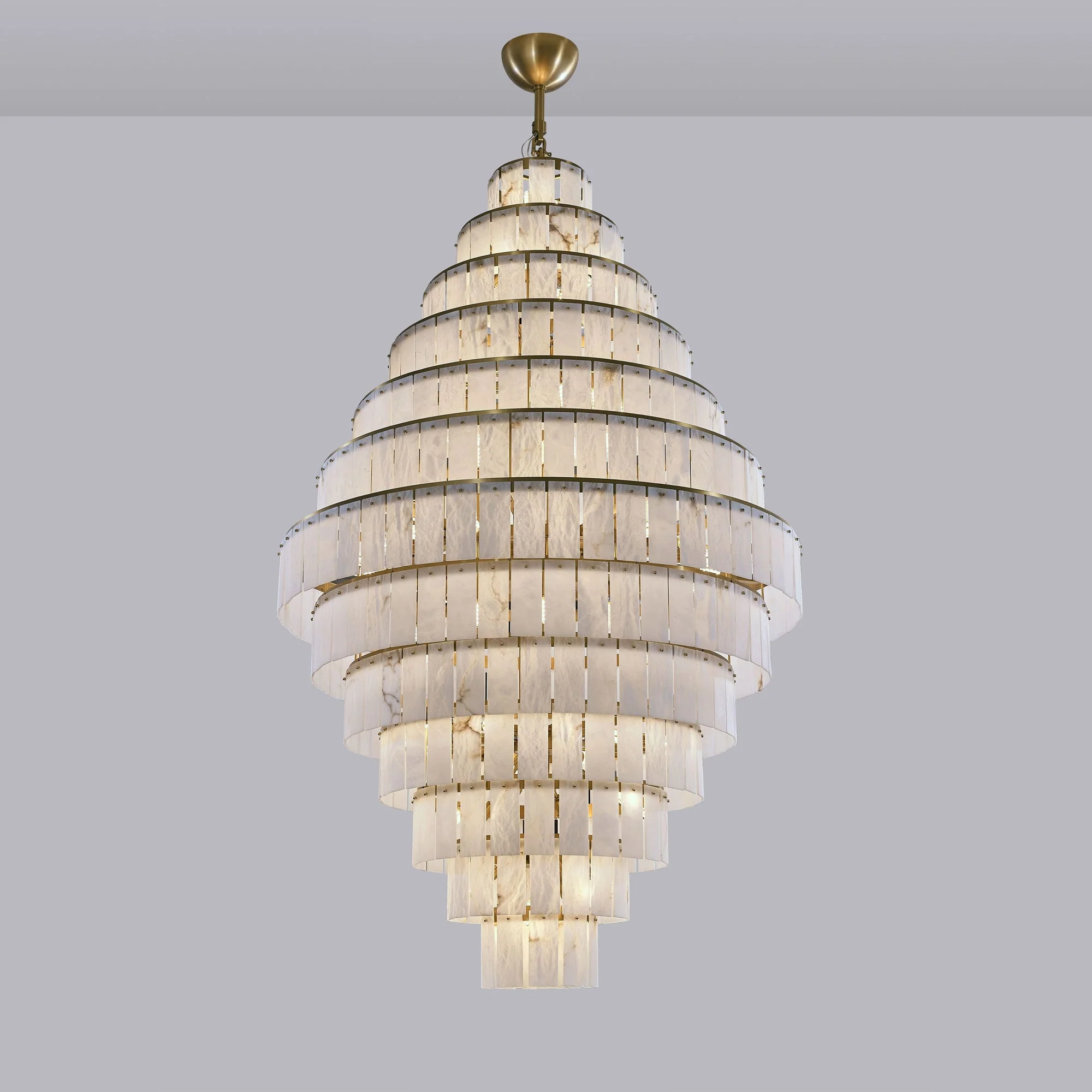 Giant Tiered Alabaster Foyer Chandelier - Image 15