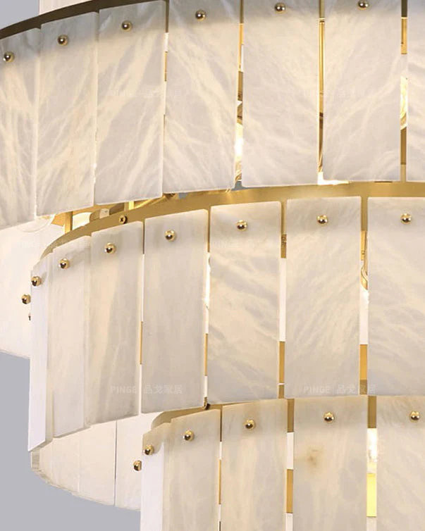 Giant Tiered Alabaster Foyer Chandelier - Image 9